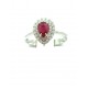 18kt gold ring with drop Ruby and diamonds