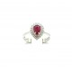 18kt gold ring with drop Ruby and diamonds